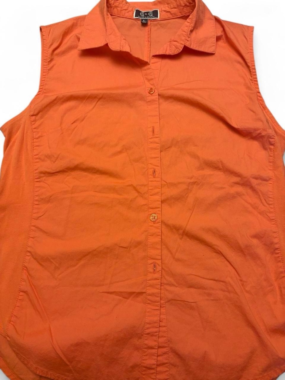grand & greene Sleeveless Button-Down Shirt in Bright Orange Large